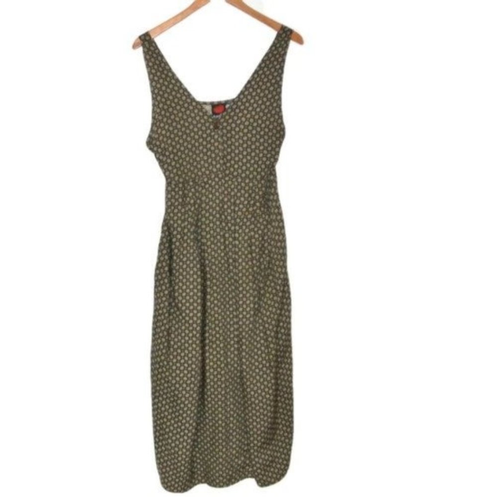 Rosey Tomato V‎ Neck Midi Printed Dress M